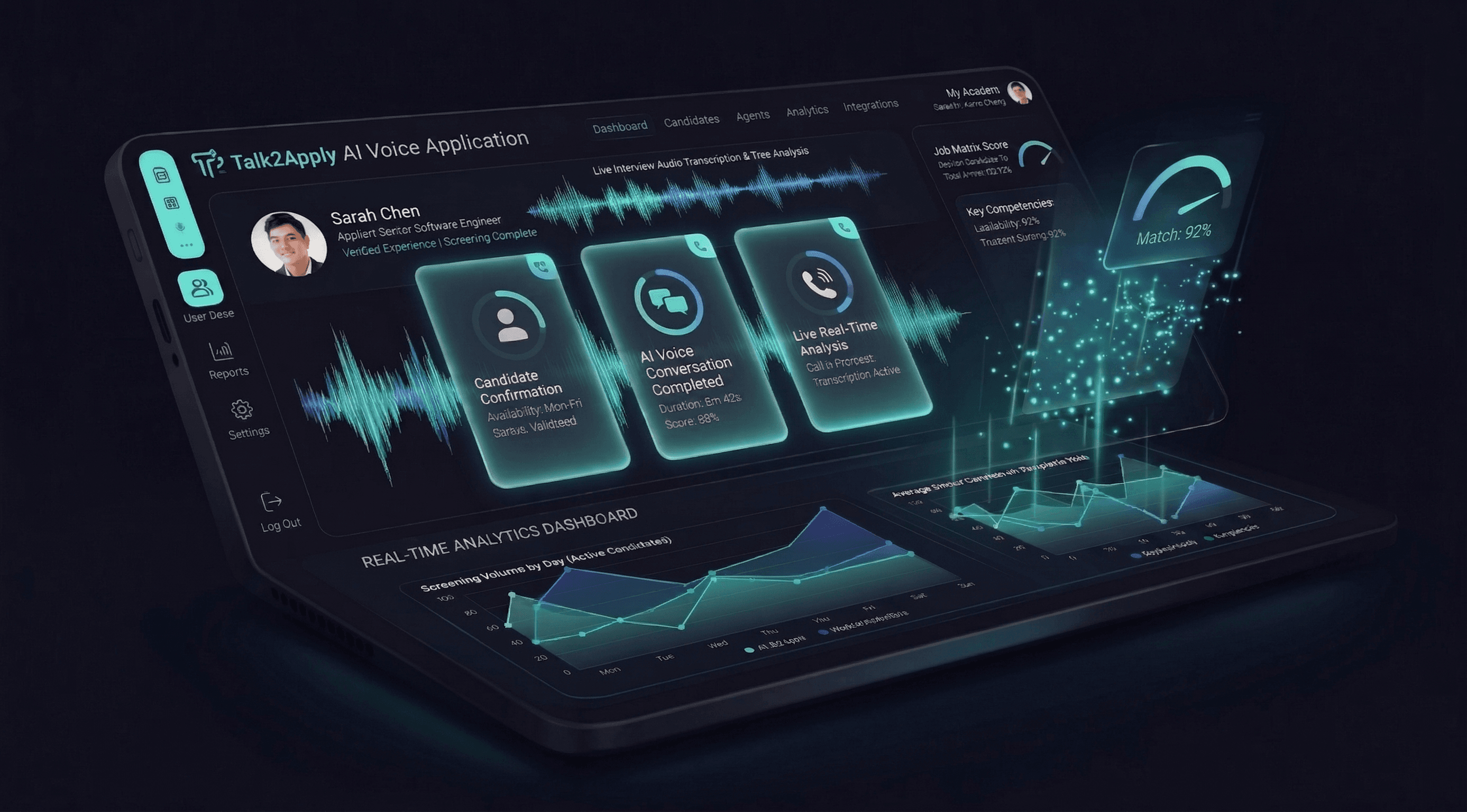 Talk2Apply AI screening dashboard