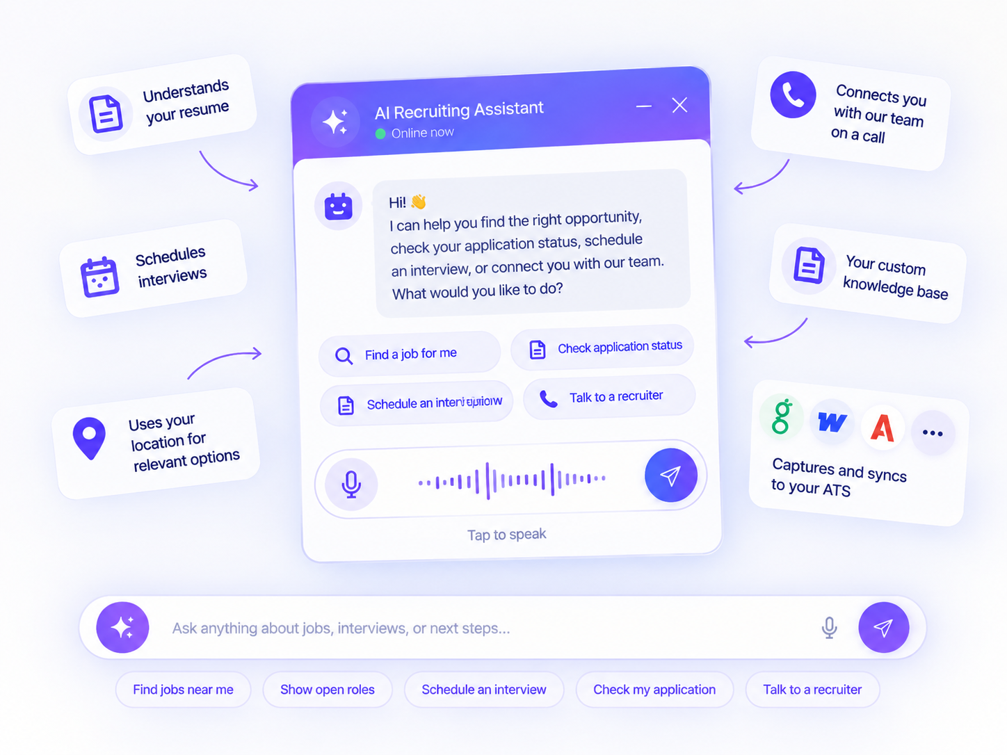 Talk2Apply recruitment chatbot interface