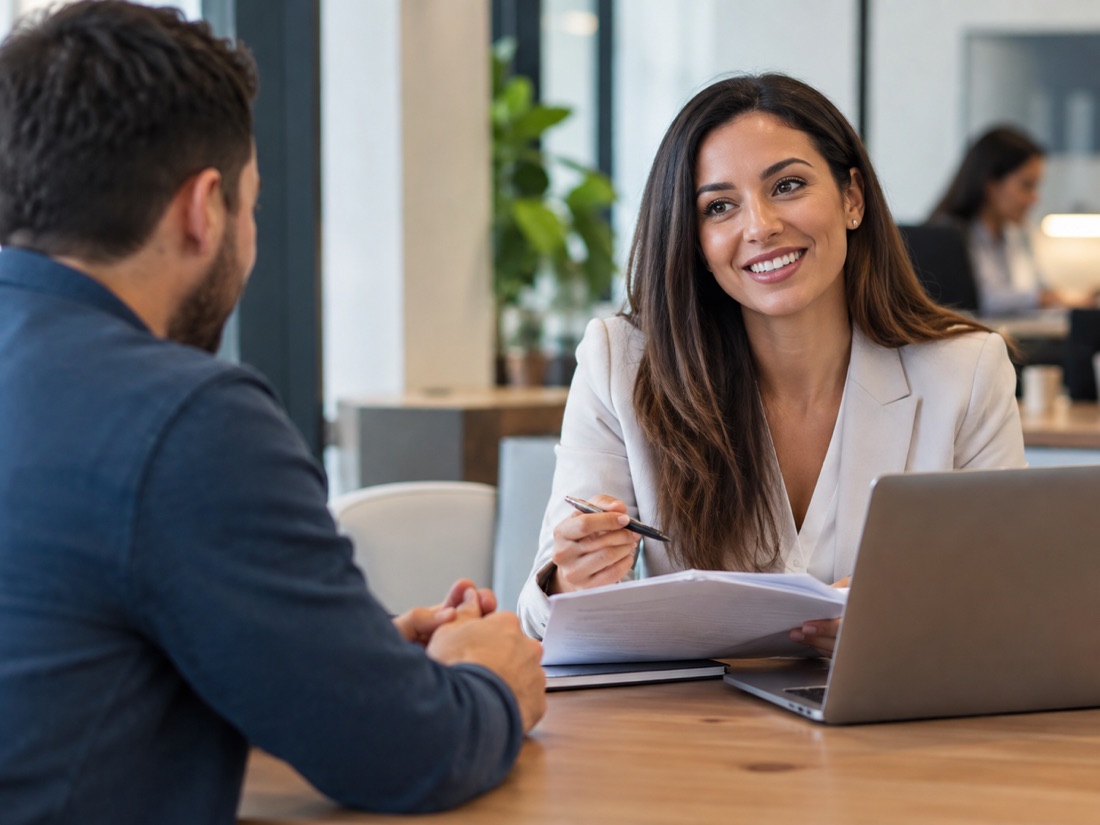 Professional candidate in a conversation with a recruiter